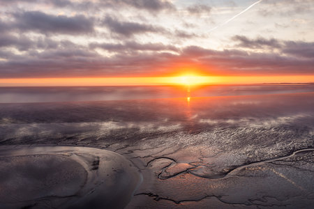 Aerial View Over Blackrock Beach at sunrise, County, Louth, Ireland