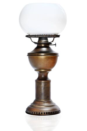 vintage wind up gas lamp isolate on white の写真素材