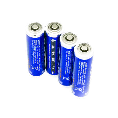 batteries on white backgroundの写真素材