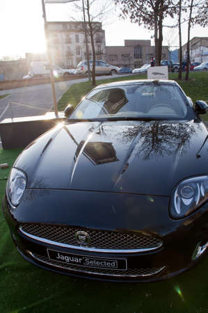 Detail of the front of Jaguar car.のeditorial素材