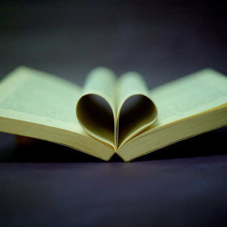 Pages from a book arranged in a heart shapeの写真素材