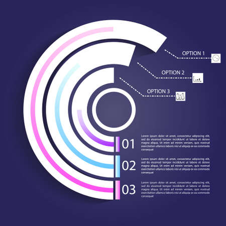 Modern round infographics 3 options banner for business processes, workflow, diagram, flowcharts.のイラスト素材