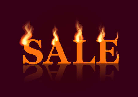 Word sale with flames on the brown background vector illustration.のイラスト素材