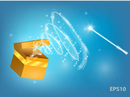 Magic wand with waves from the gift box vector illustration.のイラスト素材