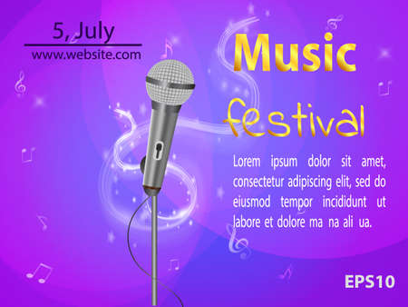 Vector illustration of music festival with a microphone.のイラスト素材
