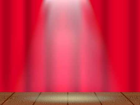Closed red curtain on the theatre stage, Vector illustration.のイラスト素材