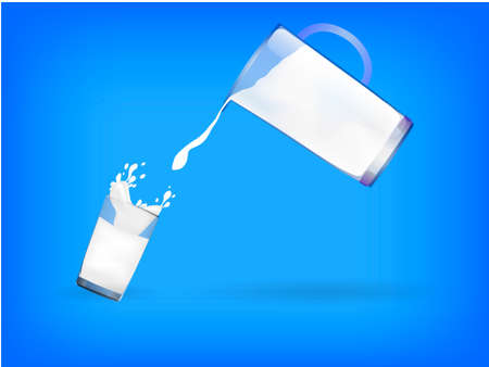 Glass and jug full of milk. World Milk Day. Vector illustrationのイラスト素材