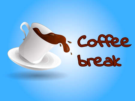 Coffee is poured from a cup to a saucer. Coffee break. Vector illustrationのイラスト素材