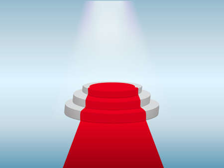 Podium with ray of light and red carpet Vector illustration.のイラスト素材