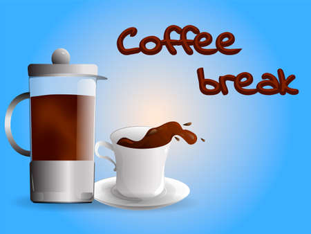 Coffee in a cup and French press, Coffee break Vector illustrationのイラスト素材