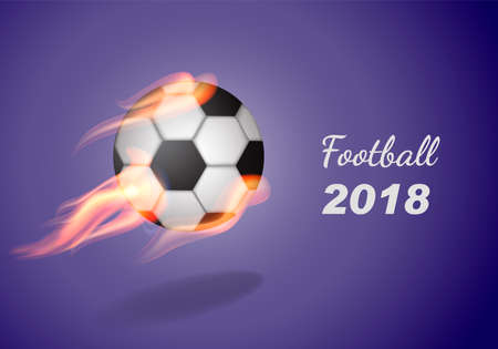 Soccer ball with flame tongues at night. Vector illustrationのイラスト素材
