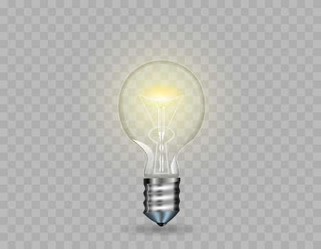 Electric bulb isolated on transparent background. Idea concept. Vector illustration.のイラスト素材
