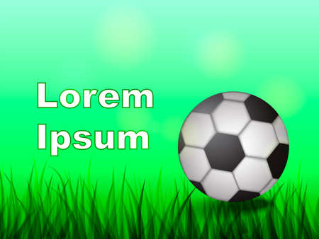 Soccer ball on a lawn. Vector illustration. Space for textのイラスト素材