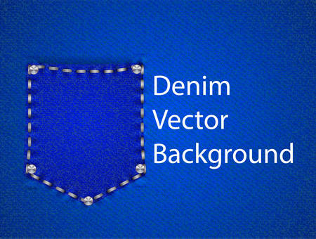 Pocket on blue jeans. Space for text. Vector illustrationのイラスト素材