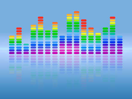 Music rainbow equalizer with reflection. Vector illustration.