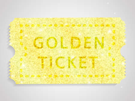 Golden ticket isolated on white background. Vector illustration.のイラスト素材