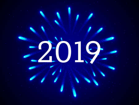 Firework with 2019 year date. Happy New Year concept. Vector illustrationのイラスト素材
