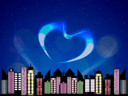 Downtown at night. Vector illustration.のイラスト素材