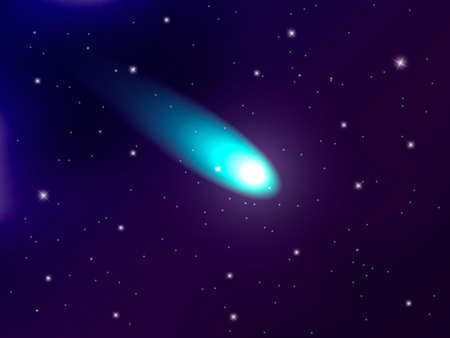 Meteor Rain. The fall of the comets at the night sky. Vector illustration