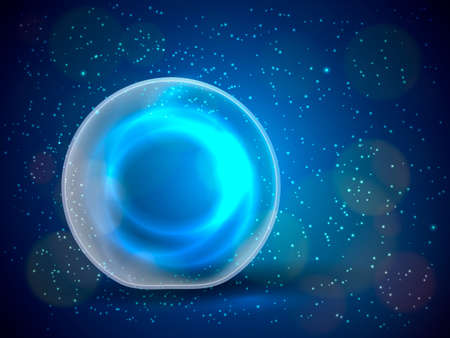 Magic ball with sparkles on blue background. Vector illustrationのイラスト素材
