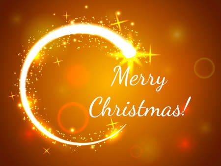 Glowing circle with Merry Christmas text. Vector illustrationのイラスト素材