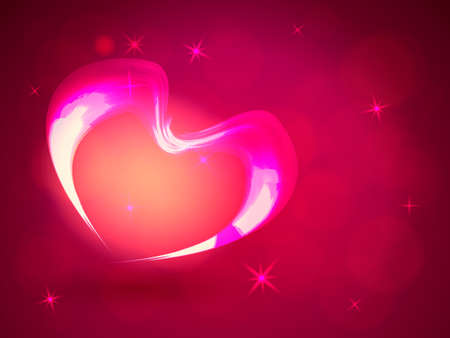Shiny heart on red bokeh background. Valentine's Day concept. Vector illustrationのイラスト素材