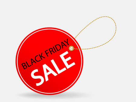 Red label with Black friday sale inscription. Vector illustration.のイラスト素材