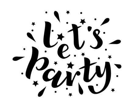 Let's parrty lettering with confetti. Vector illustrationのイラスト素材