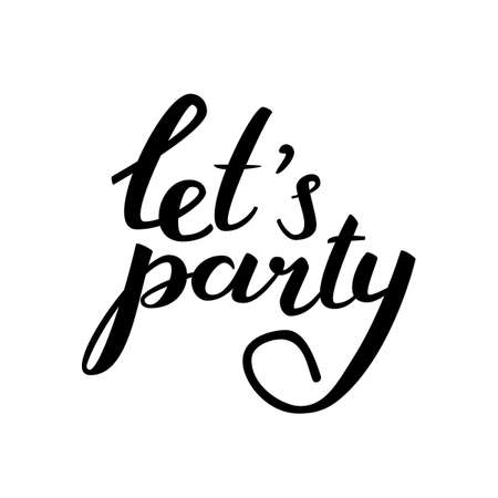 Let's parrty lettering with confetti. Vector illustrationのイラスト素材