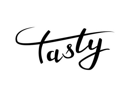 Word tasty lettering for cafe and restaurant. Vector illustrationのイラスト素材