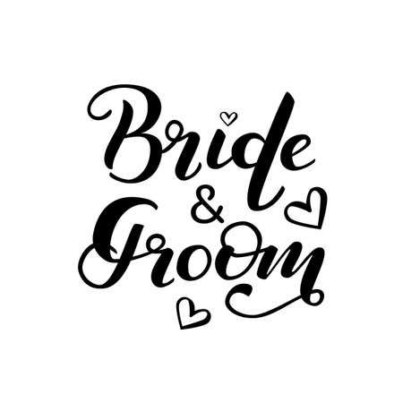 Bride and Groom lettering. Vector illustrationのイラスト素材
