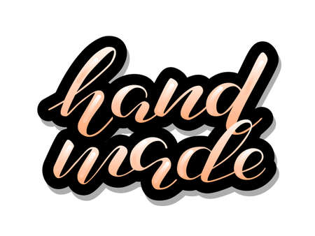 Hand made lettering sticker for clothes, product. Vector illustrationのイラスト素材
