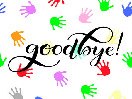 Goodbye with colorful hands. Vector illustrationのイラスト素材