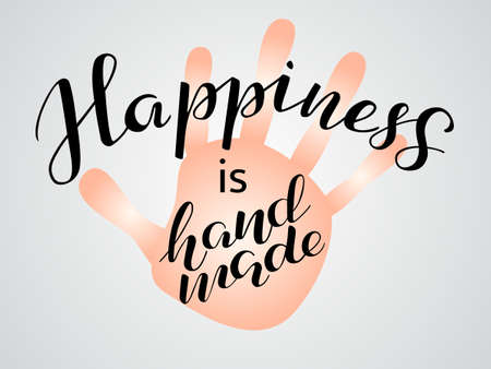 Happiness is hand made lettering. Vector illustrationのイラスト素材