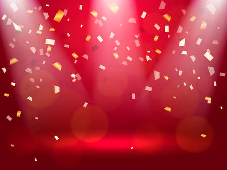 Rays of light. Falling Confetti. Vector illustration.のイラスト素材