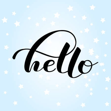 Hello lettering. Vector illustration for banner, poster or postcard.のイラスト素材