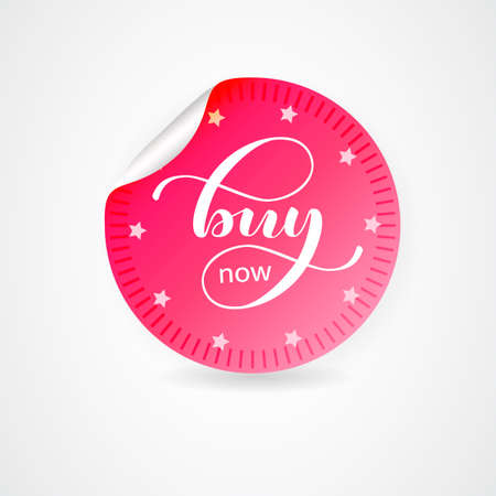 Round stickers with an inscription Buy now lettering. Vector illustrationのイラスト素材