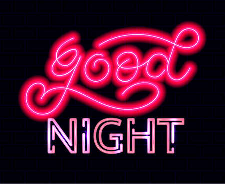 Good Night neon lettering sticker. Vector illustrationのイラスト素材