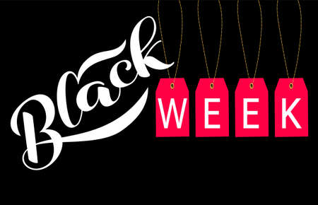 Red label with Black week  lettering. Vector illustration.のイラスト素材