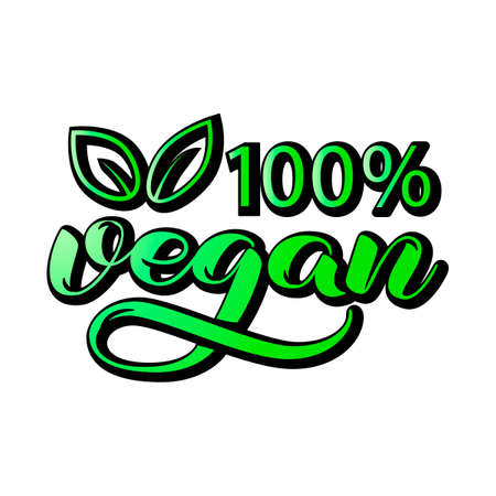 Vegan brush lettering. Vector illustration for food packagingのイラスト素材