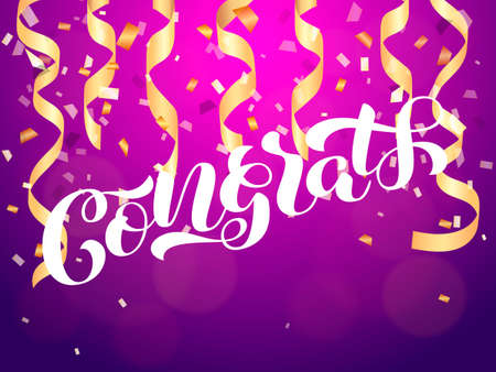 Congrats brush  lettering. Vector illustration for clothes or cardのイラスト素材