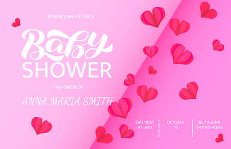 Invitation on Baby shower. Baby shower lettering. Vector illustration for cardのイラスト素材