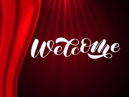 Welcome brush lettering. Vector illustration for card or posterのイラスト素材