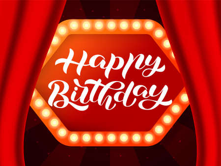 Happy birthday lettering. Vector illustration for card or bannerのイラスト素材