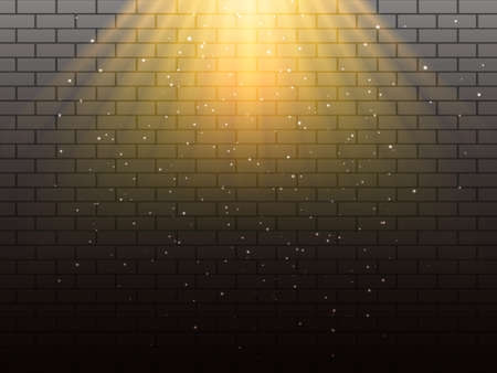 Light rays on a grey brick background. Vector stock illustration for poster or bannerのイラスト素材