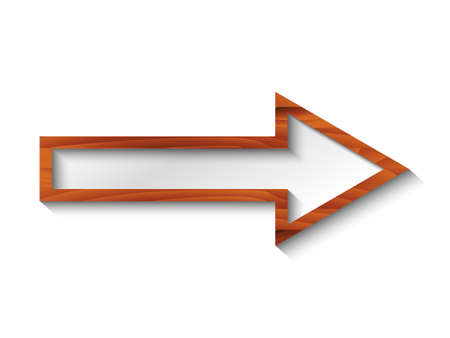 Brown wooden frame arrow isolated on a white background. Vector illustrationのイラスト素材