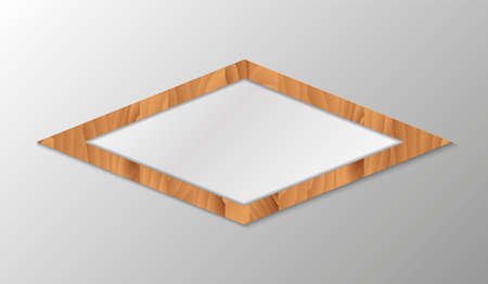 Brown wooden frame isolated on a white background. Vector stock illustration for card or bannerのイラスト素材