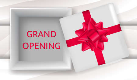 Vector stock illustration. Grand opening text in a open box