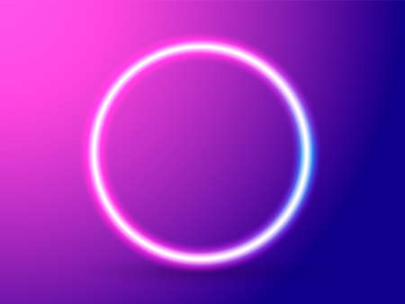 Neon lighting round frame. Abstract background. Vector stock illustration for posterのイラスト素材