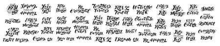 Set of lovely and positive quotes brush lettering. Vector stock illustration for clothes, card or...